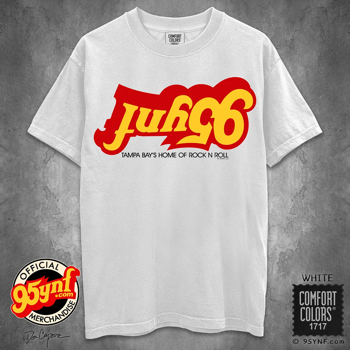 95YNF Upside Down Logo T-Shirt featuring Tampa rock and roll radio artwork