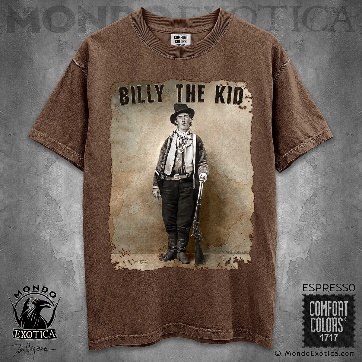 Billy the Kid T-Shirt featuring original Wild West outlaw artwork by Don Capone