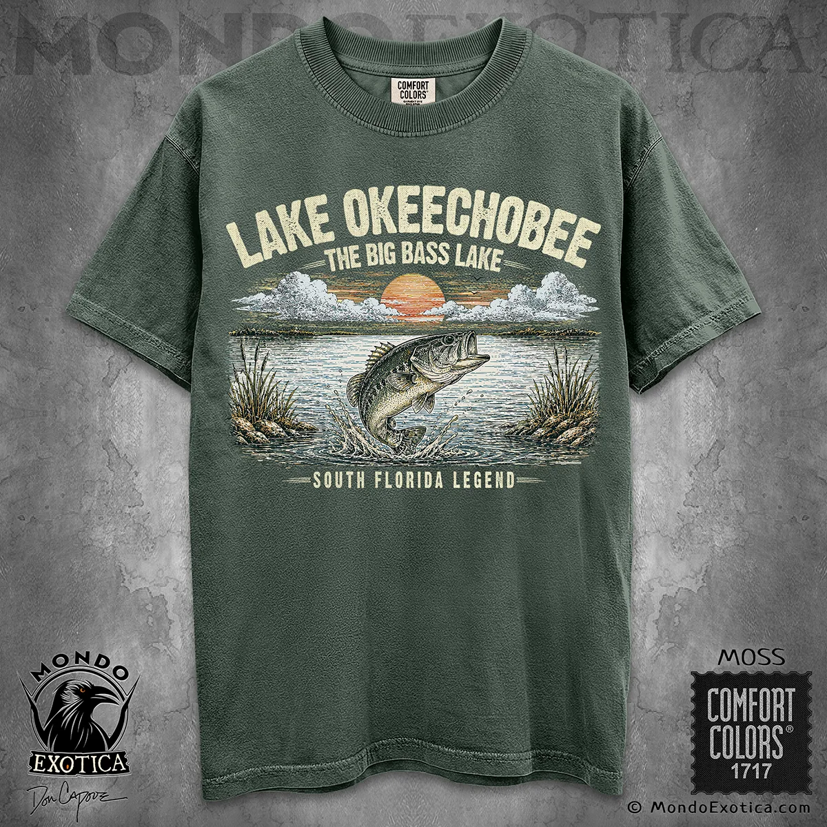 Lake Okeechobee Bass Fishing Shirt featuring largemouth bass artwork by Don Capone