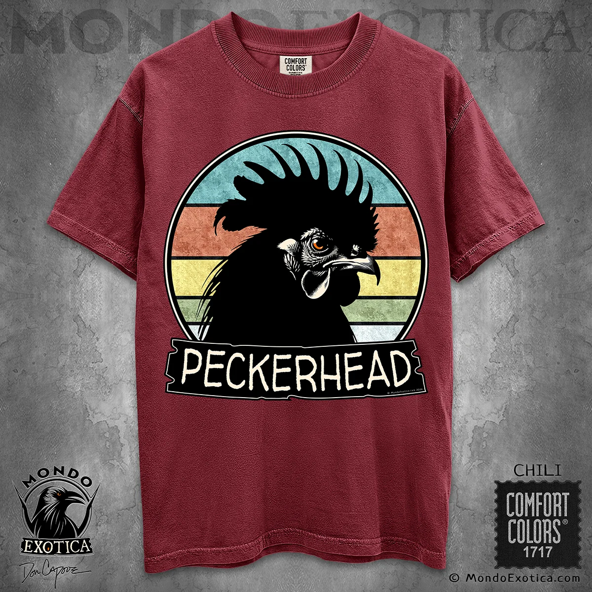 Peckerhead Rooster T-Shirt featuring retro rooster pop art by Don Capone