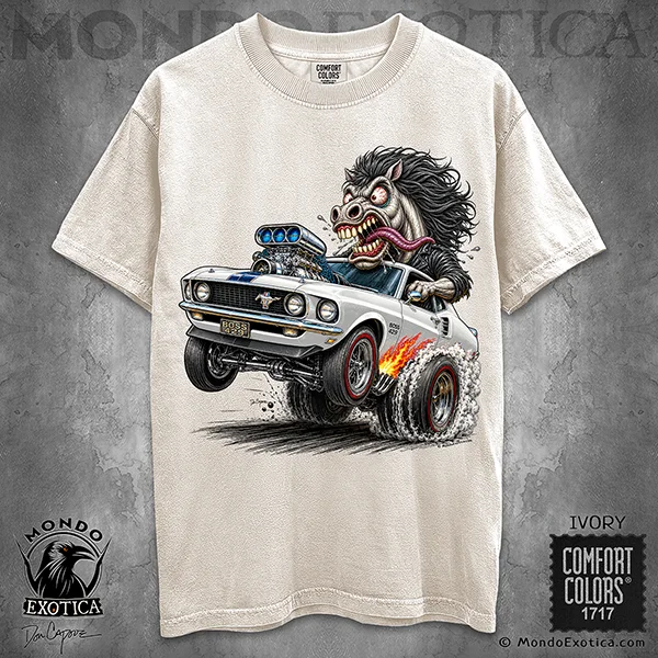 1969 Mustang Boss 429 T-Shirt featuring original Don Capone Ford muscle car artwork
