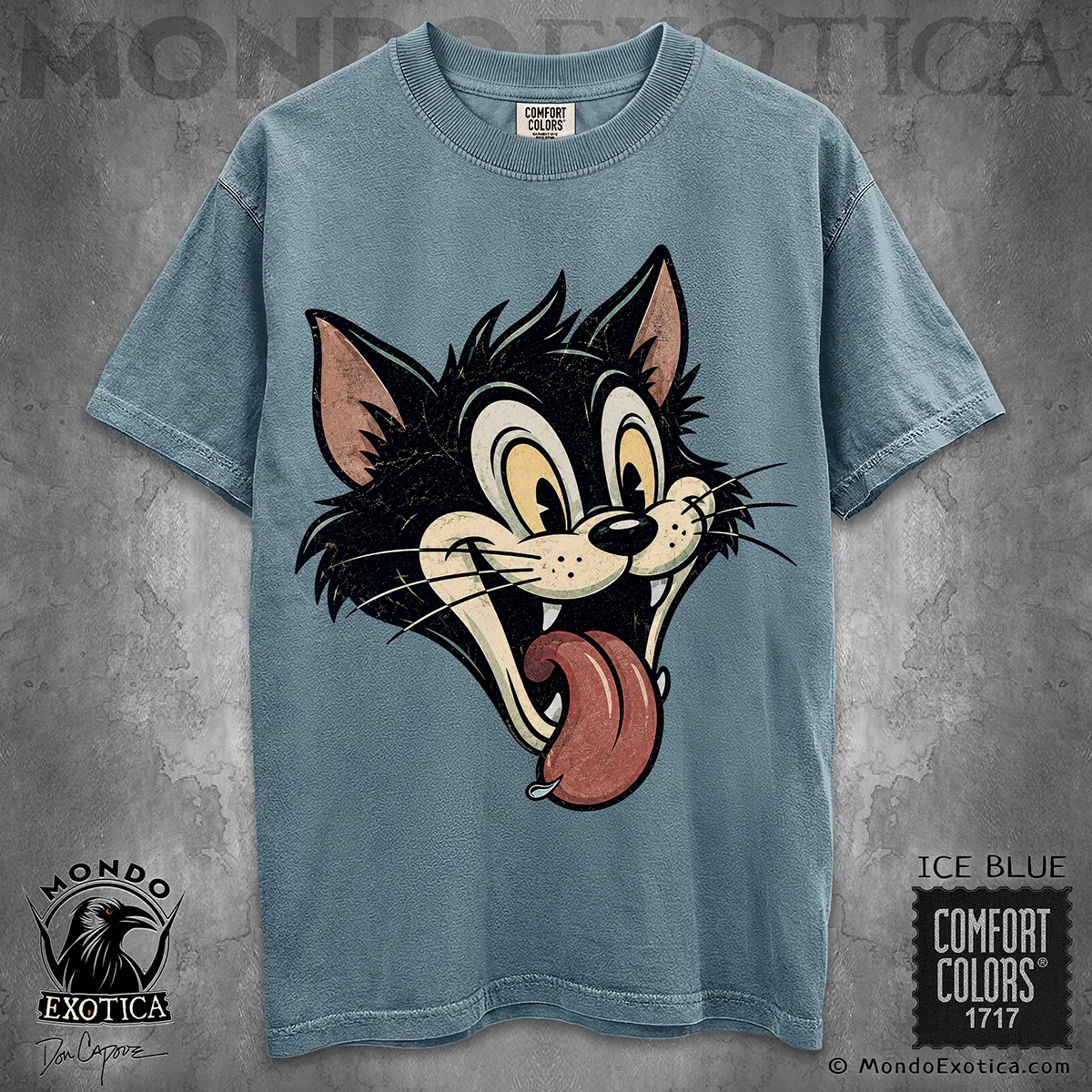 Retro Rockabilly Cat T-Shirt featuring original Don Capone vintage cartoon cat artwork